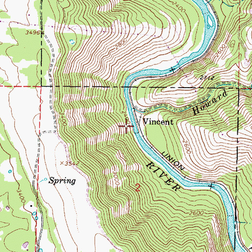 Topographic Map of Vincent (historical), OR