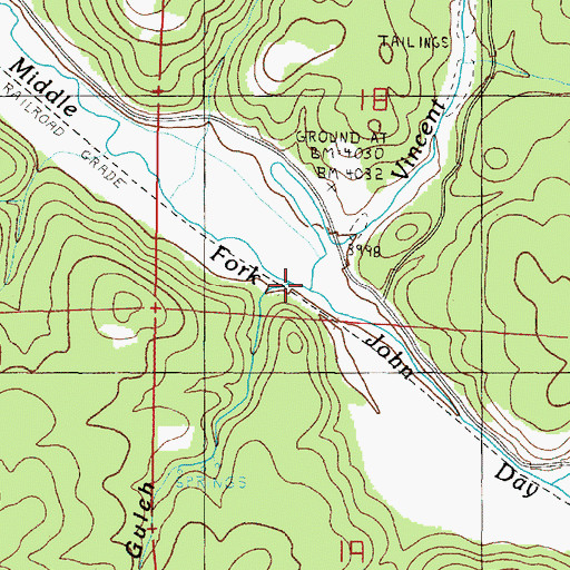 Topographic Map of Vincent Creek, OR