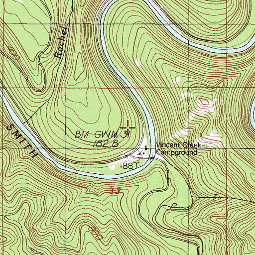 Topographic Map of Vincent Creek Guard Station (historical), OR