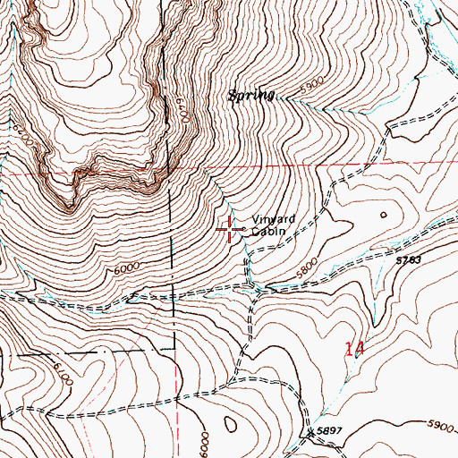Topographic Map of Vinyard Cabin, OR