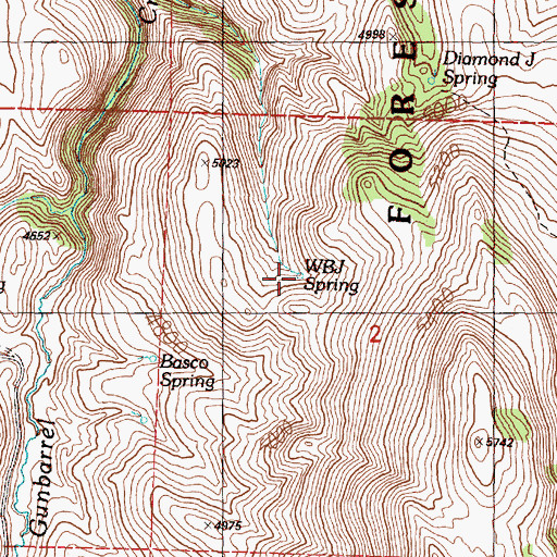 Topographic Map of W B J Spring, OR