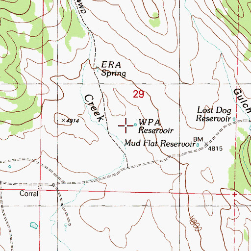 Topographic Map of WPA Reservoir, OR