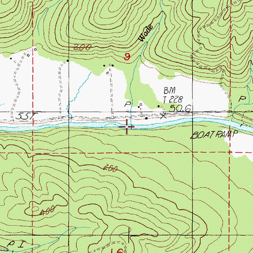 Topographic Map of Wade Creek, OR