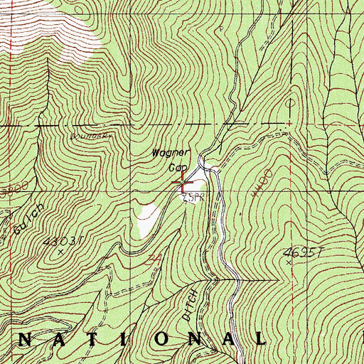 Topographic Map of Wagner Gap, OR