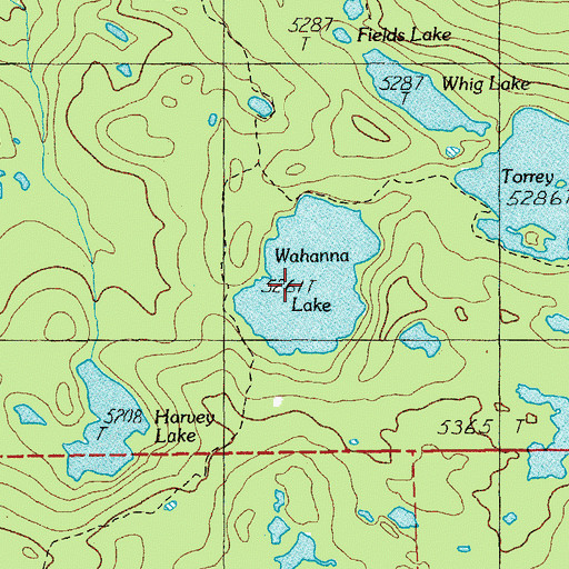 Topographic Map of Wahanna Lake, OR
