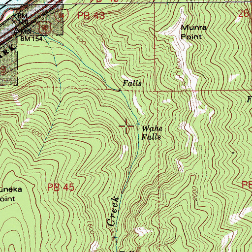 Topographic Map of Wahe Falls, OR