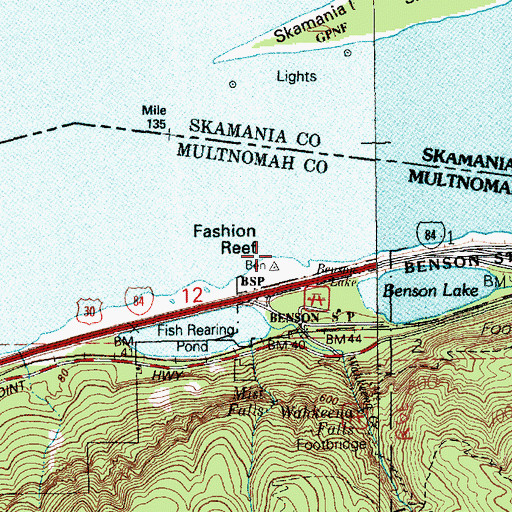 Topographic Map of Wahkeena Creek, OR