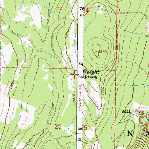 Topographic Map of Waight Spring, OR