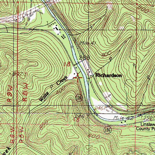 Topographic Map of Waite Creek, OR