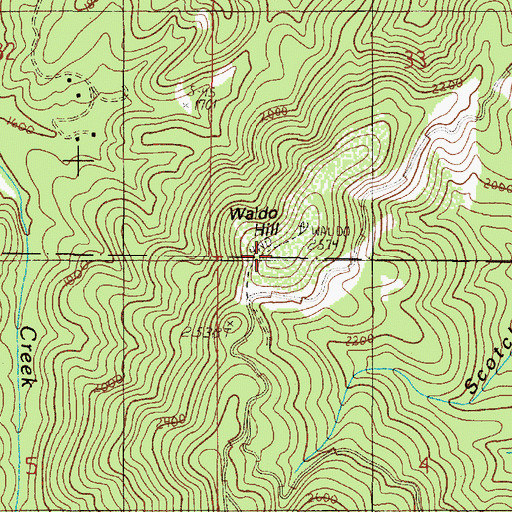 Topographic Map of Waldo Hill, OR