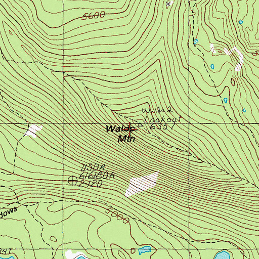 Topographic Map of Waldo Mountain, OR