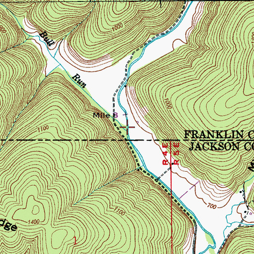 Topographic Map of Bull Run, TN