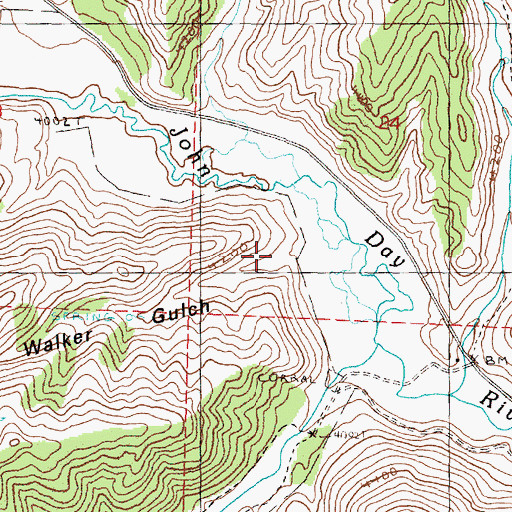 Topographic Map of Walker Gulch, OR