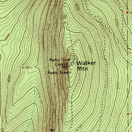 Topographic Map of Walker Mountain, OR