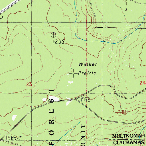 Topographic Map of Walker Prairie, OR