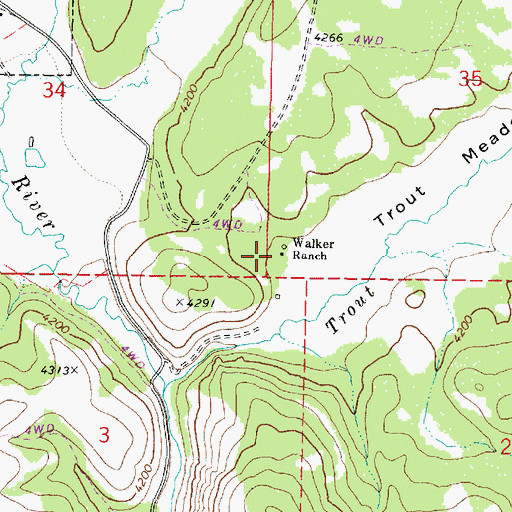 Topographic Map of Walker Ranch, OR