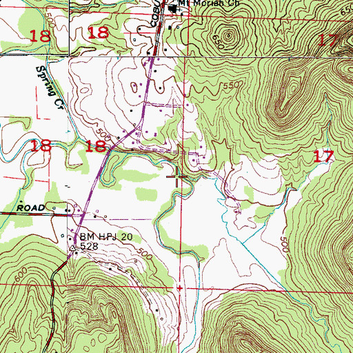 Topographic Map of Bull Skull Creek, AL
