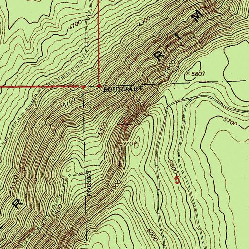 Topographic Map of Walker Rim, OR