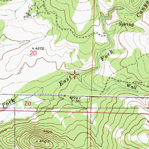 Topographic Map of Wall Creek, OR