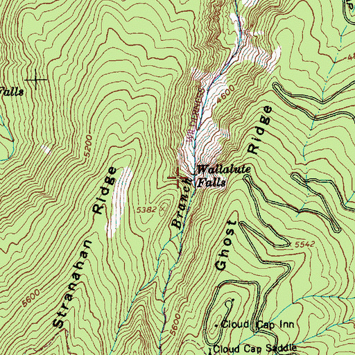 Topographic Map of Wallalute Falls, OR