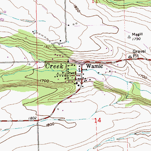 Topographic Map of Wamic, OR