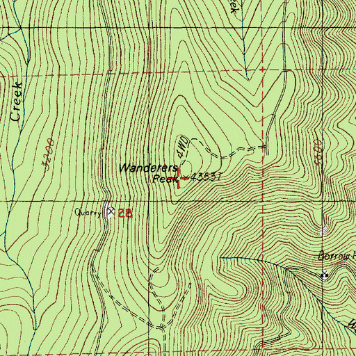 Topographic Map of Wanderers Peak, OR