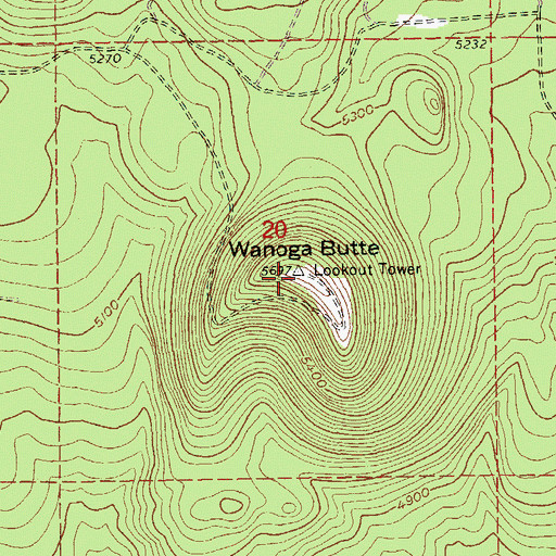 Topographic Map of Wanoga Butte, OR
