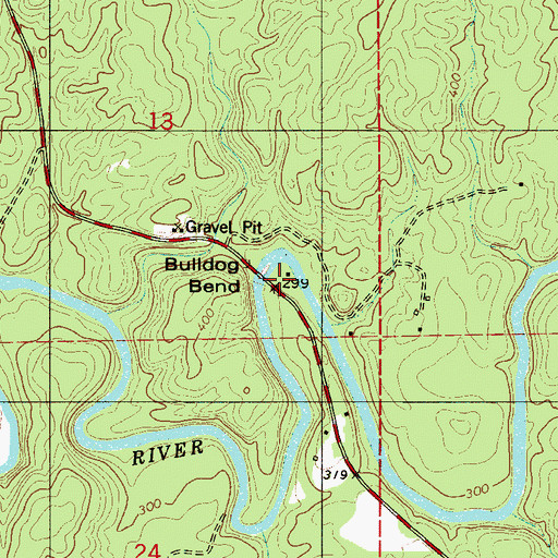 Topographic Map of Bulldog Bend, AL