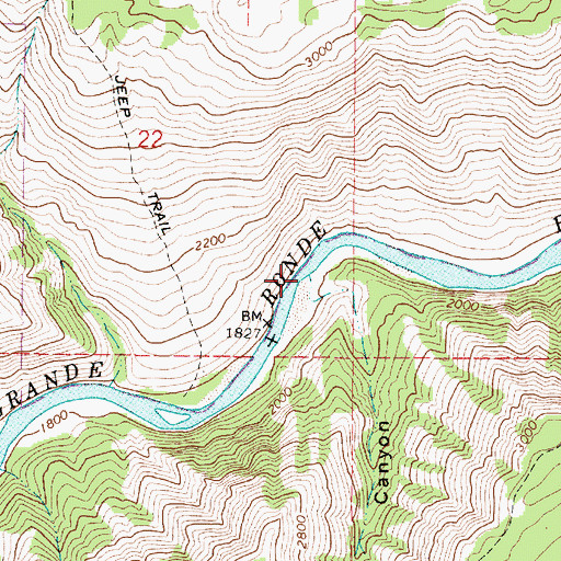 Topographic Map of Ward Canyon, OR