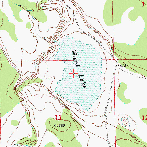 Topographic Map of Ward Lake, OR