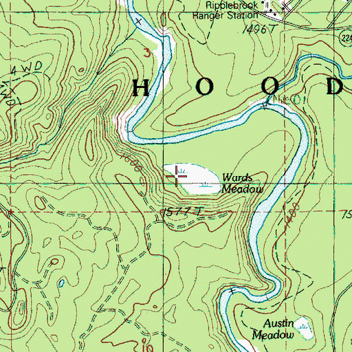 Topographic Map of Wards Meadow, OR
