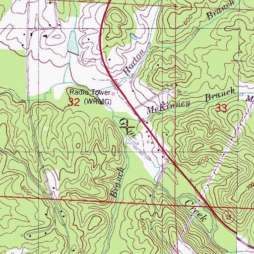 Topographic Map of Bullen Branch, AL