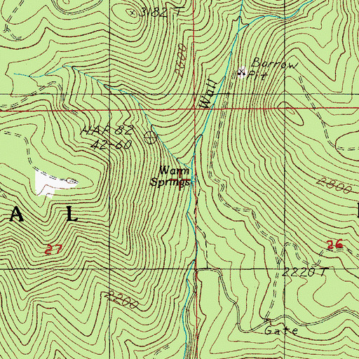 Topographic Map of Warm Springs, OR