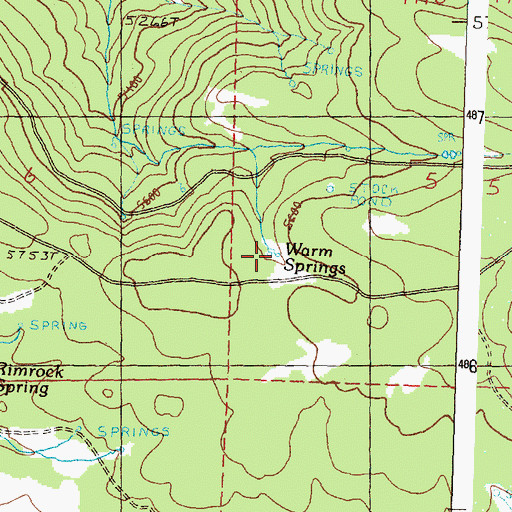 Topographic Map of Warm Springs, OR