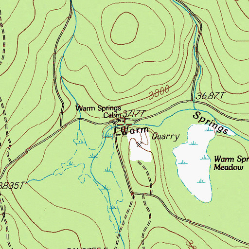 Topographic Map of Warm Springs Cabin, OR