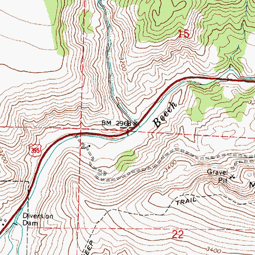 Topographic Map of Warm Springs Creek, OR