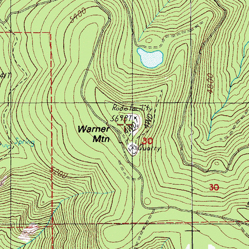 Topographic Map of Warner Mountain, OR