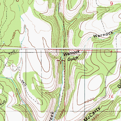 Topographic Map of Warnock Gulch, OR