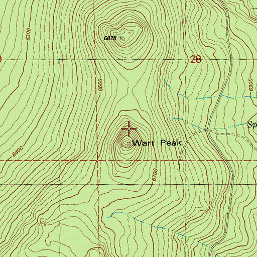 Topographic Map of Wart Peak, OR