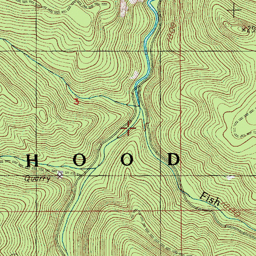 Topographic Map of Wash Creek, OR