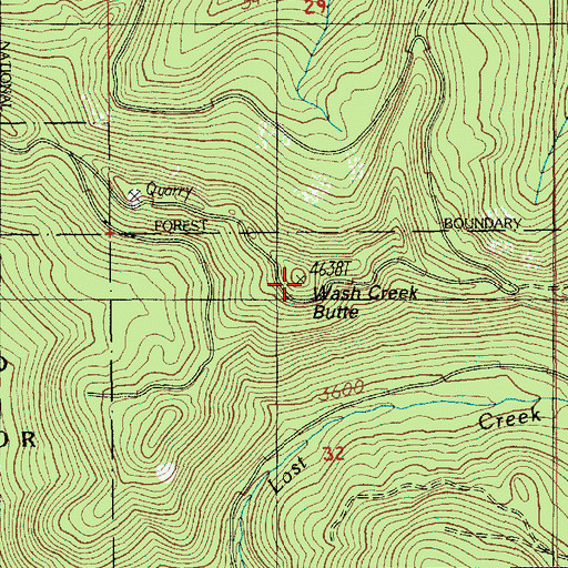 Topographic Map of Wash Creek Butte, OR