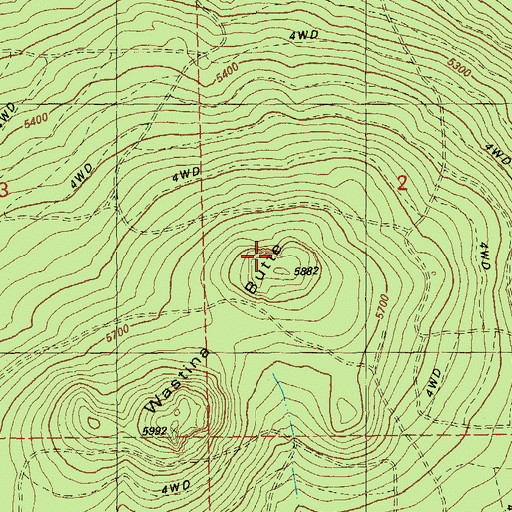 Topographic Map of Wastina Butte, OR