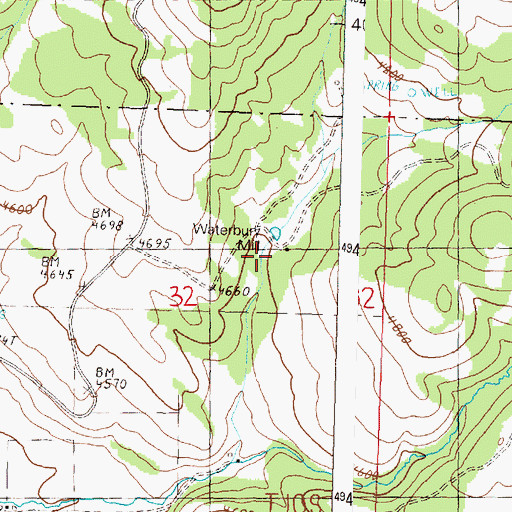 Topographic Map of Waterbury Mill, OR