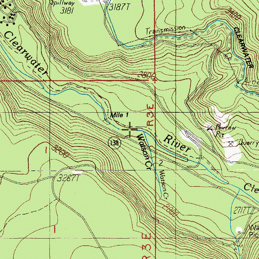 Topographic Map of Watson Creek, OR