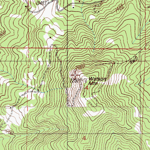 Topographic Map of Watson Mountain, OR