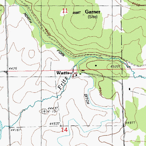 Topographic Map of Watts, OR