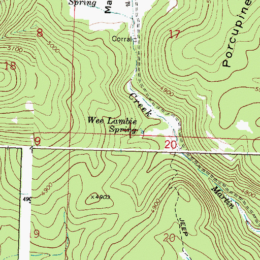 Topographic Map of Wee Lambie Spring, OR