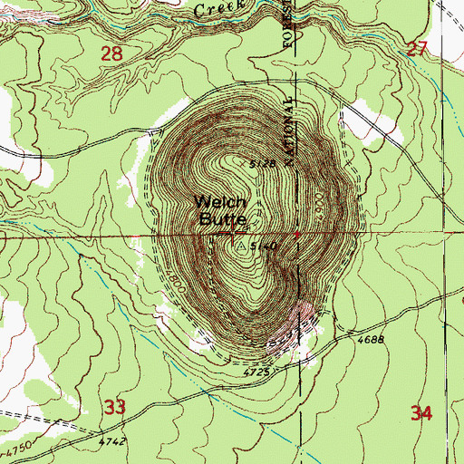 Topographic Map of Welch Butte, OR
