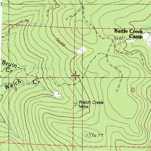Topographic Map of Welch Creek Trail, OR