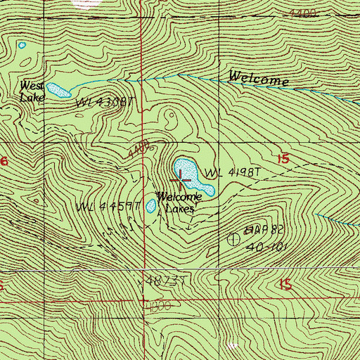 Topographic Map of Welcome Lakes, OR
